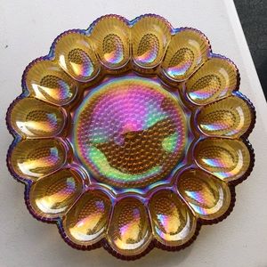 Carnival glass egg dish